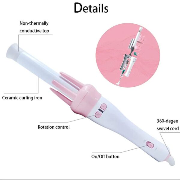 Automatic Pink Hair Curler Spin 360? Rotating Hair Styling Roller - Image 3